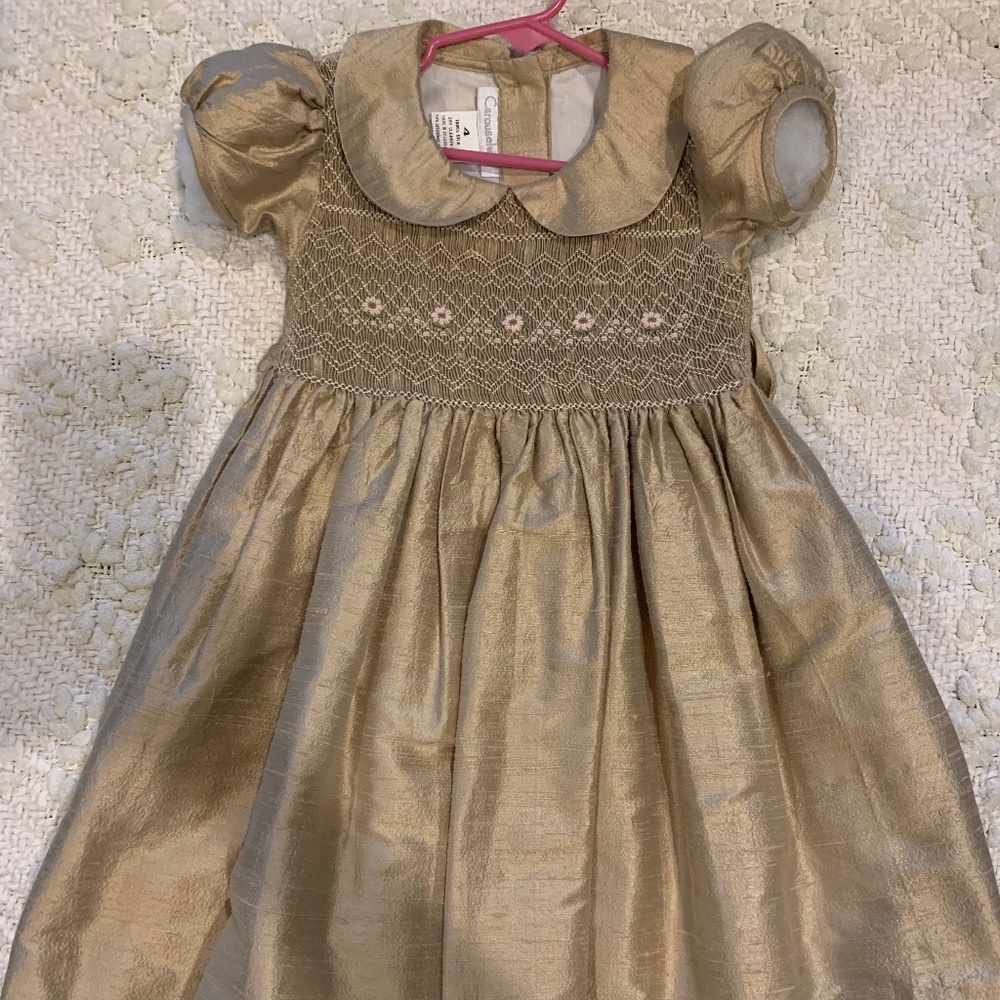 Gold Dupioni Silk Smock 4T